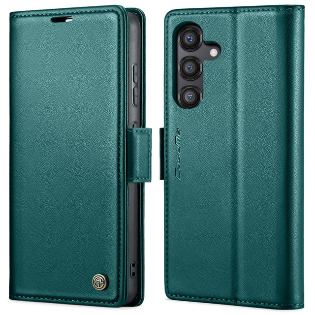 For Samsung Galaxy S24 FE 5G CaseMe 023 Butterfly Buckle Litchi Texture RFID Anti-theft Leather Phone Case(Green)