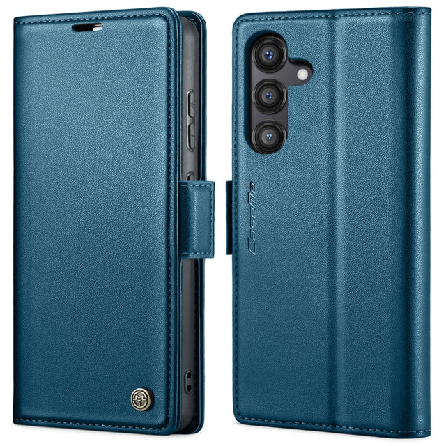 For Samsung Galaxy S24 FE 5G CaseMe 023 Butterfly Buckle Litchi Texture RFID Anti-theft Leather Phone Case(Blue)