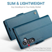 For Samsung Galaxy S24 FE 5G CaseMe 023 Butterfly Buckle Litchi Texture RFID Anti-theft Leather Phone Case(Blue)