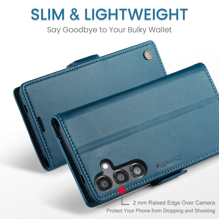 For Samsung Galaxy S24 FE 5G CaseMe 023 Butterfly Buckle Litchi Texture RFID Anti-theft Leather Phone Case(Blue)