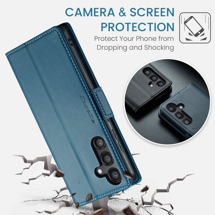 For Samsung Galaxy S24 FE 5G CaseMe 023 Butterfly Buckle Litchi Texture RFID Anti-theft Leather Phone Case(Blue)