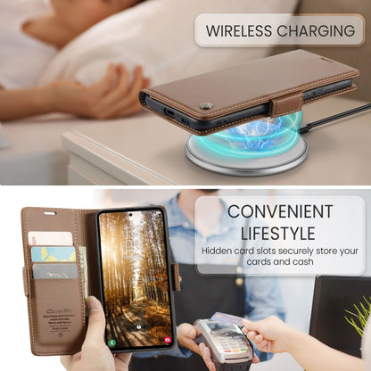For Samsung Galaxy S24 FE 5G CaseMe 023 Butterfly Buckle Litchi Texture RFID Anti-theft Leather Phone Case(Brown) - free shipping - PMC Jewellery - Order now!