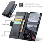 For Samsung Galaxy S24 FE 5G CaseMe 023 Butterfly Buckle Litchi Texture RFID Anti-theft Leather Phone Case(Black)