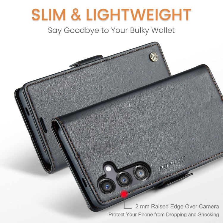 For Samsung Galaxy S24 FE 5G CaseMe 023 Butterfly Buckle Litchi Texture RFID Anti-theft Leather Phone Case(Black)