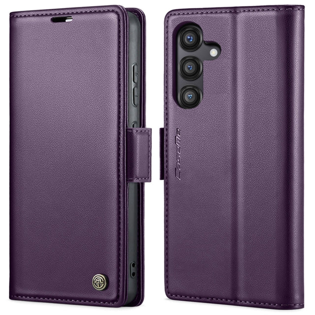 For Samsung Galaxy S24 FE 5G CaseMe 023 Butterfly Buckle Litchi Texture RFID Anti-theft Leather Phone Case(Purple)