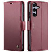 For Samsung Galaxy S25 5G CaseMe 023 Butterfly Buckle Litchi Texture RFID Anti-theft Leather Phone Case(Red)
