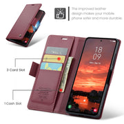 For Samsung Galaxy S25 5G CaseMe 023 Butterfly Buckle Litchi Texture RFID Anti-theft Leather Phone Case(Red)