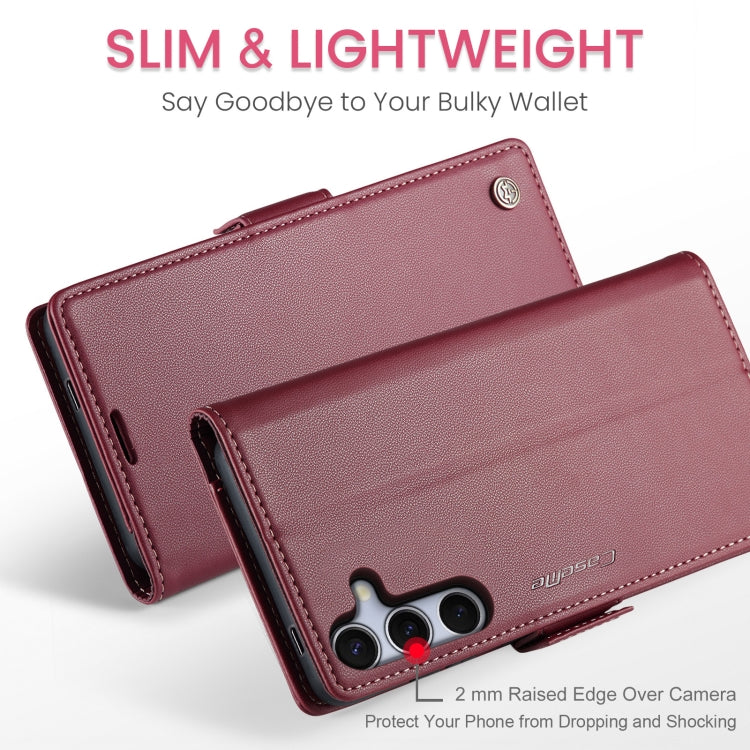 For Samsung Galaxy S25 5G CaseMe 023 Butterfly Buckle Litchi Texture RFID Anti-theft Leather Phone Case(Red)