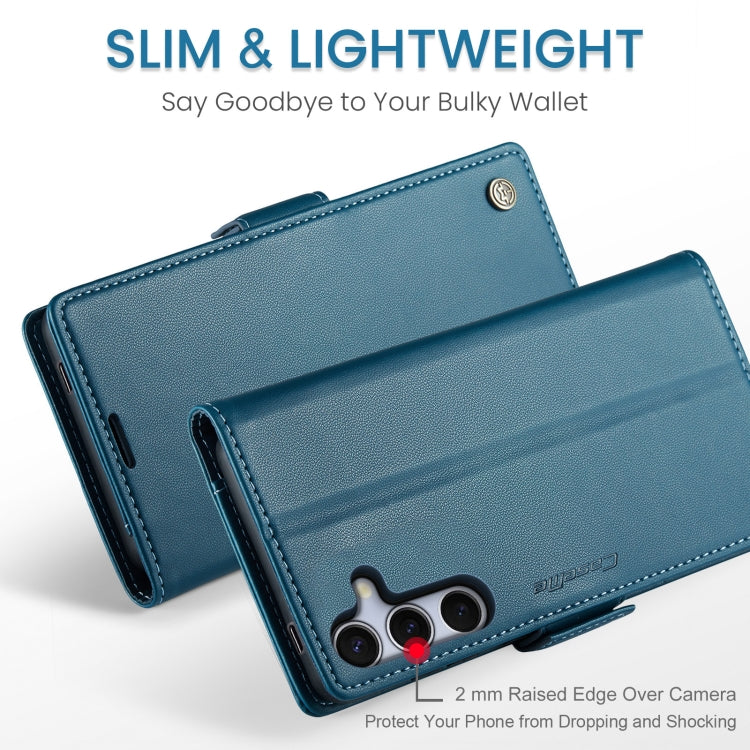 For Samsung Galaxy S25 5G CaseMe 023 Butterfly Buckle Litchi Texture RFID Anti-theft Leather Phone Case(Blue)