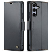For Samsung Galaxy S25 5G CaseMe 023 Butterfly Buckle Litchi Texture RFID Anti-theft Leather Phone Case(Black)
