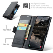 For Samsung Galaxy S25 5G CaseMe 023 Butterfly Buckle Litchi Texture RFID Anti-theft Leather Phone Case(Black)
