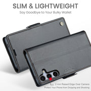 For Samsung Galaxy S25 5G CaseMe 023 Butterfly Buckle Litchi Texture RFID Anti-theft Leather Phone Case(Black)