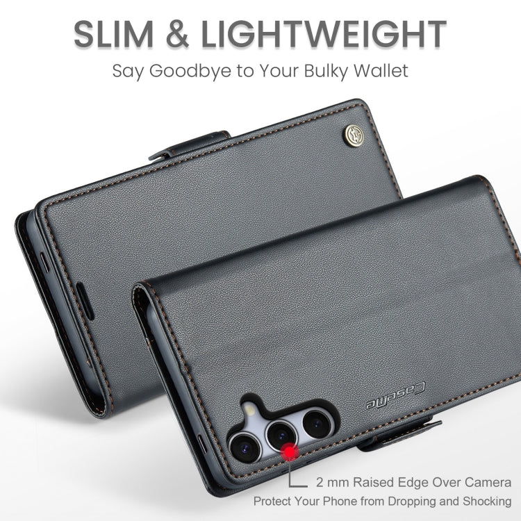 For Samsung Galaxy S25 5G CaseMe 023 Butterfly Buckle Litchi Texture RFID Anti-theft Leather Phone Case(Black)