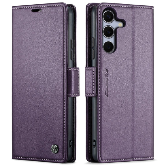 For Samsung Galaxy S25 5G CaseMe 023 Butterfly Buckle Litchi Texture RFID Anti-theft Leather Phone Case(Purple)