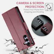 For Samsung Galaxy S25+ 5G CaseMe 023 Butterfly Buckle Litchi Texture RFID Anti-theft Leather Phone Case(Red)