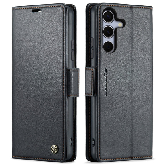 For Samsung Galaxy S25+ 5G CaseMe 023 Butterfly Buckle Litchi Texture RFID Anti-theft Leather Phone Case(Black)