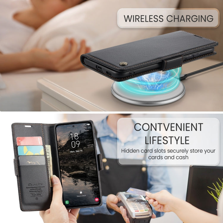 For Samsung Galaxy S25+ 5G CaseMe 023 Butterfly Buckle Litchi Texture RFID Anti-theft Leather Phone Case(Black)