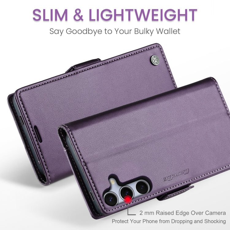 For Samsung Galaxy S25+ 5G CaseMe 023 Butterfly Buckle Litchi Texture RFID Anti-theft Leather Phone Case(Purple)