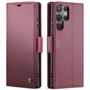 For Samsung Galaxy S25 Ultra 5G CaseMe 023 Butterfly Buckle Litchi Texture RFID Anti-theft Leather Phone Case(Red)