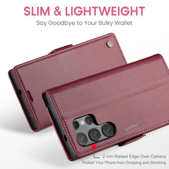 For Samsung Galaxy S25 Ultra 5G CaseMe 023 Butterfly Buckle Litchi Texture RFID Anti-theft Leather Phone Case(Red)