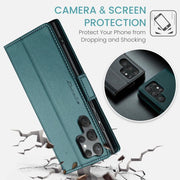 For Samsung Galaxy S25 Ultra 5G CaseMe 023 Butterfly Buckle Litchi Texture RFID Anti-theft Leather Phone Case(Green)