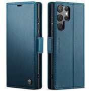 For Samsung Galaxy S25 Ultra 5G CaseMe 023 Butterfly Buckle Litchi Texture RFID Anti-theft Leather Phone Case(Blue)