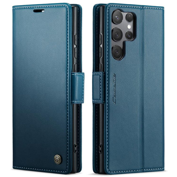 For Samsung Galaxy S25 Ultra 5G CaseMe 023 Butterfly Buckle Litchi Texture RFID Anti-theft Leather Phone Case(Blue)