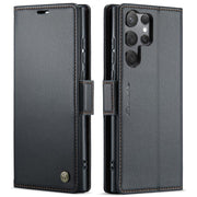 For Samsung Galaxy S25 Ultra 5G CaseMe 023 Butterfly Buckle Litchi Texture RFID Anti-theft Leather Phone Case(Black)