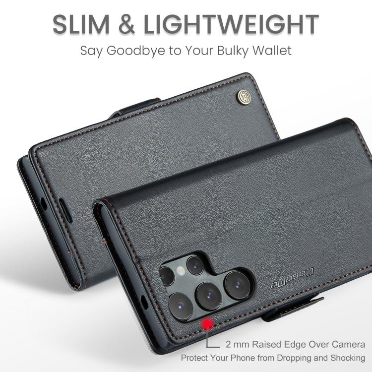 For Samsung Galaxy S25 Ultra 5G CaseMe 023 Butterfly Buckle Litchi Texture RFID Anti-theft Leather Phone Case(Black)