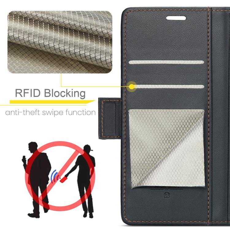 For Samsung Galaxy S25 Ultra 5G CaseMe 023 Butterfly Buckle Litchi Texture RFID Anti-theft Leather Phone Case(Black)