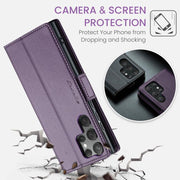 For Samsung Galaxy S25 Ultra 5G CaseMe 023 Butterfly Buckle Litchi Texture RFID Anti-theft Leather Phone Case(Purple)