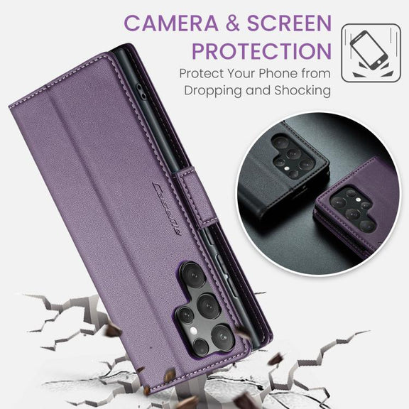 For Samsung Galaxy S25 Ultra 5G CaseMe 023 Butterfly Buckle Litchi Texture RFID Anti-theft Leather Phone Case(Purple)