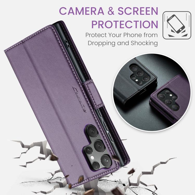 For Samsung Galaxy S25 Ultra 5G CaseMe 023 Butterfly Buckle Litchi Texture RFID Anti-theft Leather Phone Case(Purple)