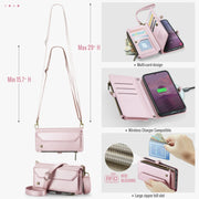 For Samsung Galaxy S24 FE 5G CaseMe C36 Card Slots Zipper Wallet RFID Anti-theft Leather Phone Case(Pink)