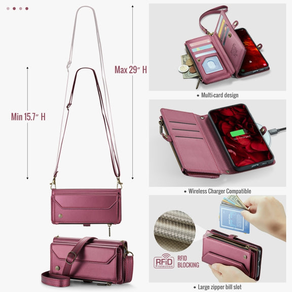 For Samsung Galaxy S24 FE 5G CaseMe C36 Card Slots Zipper Wallet RFID Anti-theft Leather Phone Case(Red)