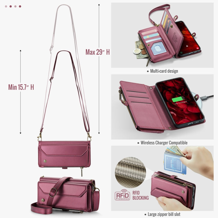 For Samsung Galaxy S24 FE 5G CaseMe C36 Card Slots Zipper Wallet RFID Anti-theft Leather Phone Case(Red)