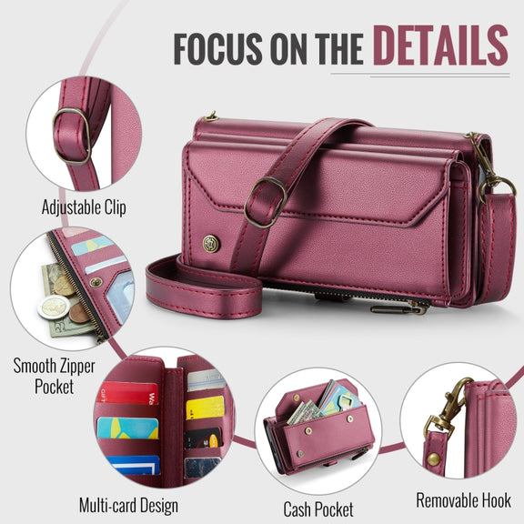 For Samsung Galaxy S24 FE 5G CaseMe C36 Card Slots Zipper Wallet RFID Anti-theft Leather Phone Case(Red)