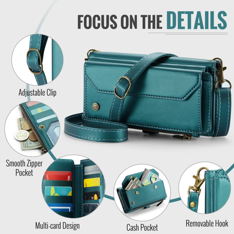 For Samsung Galaxy S24 FE 5G CaseMe C36 Card Slots Zipper Wallet RFID Anti-theft Leather Phone Case(Blue)