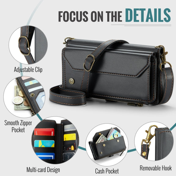 For Samsung Galaxy S24 FE 5G CaseMe C36 Card Slots Zipper Wallet RFID Anti-theft Leather Phone Case(Black)