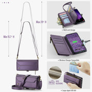 For Samsung Galaxy S24 FE 5G CaseMe C36 Card Slots Zipper Wallet RFID Anti-theft Leather Phone Case(Purple)