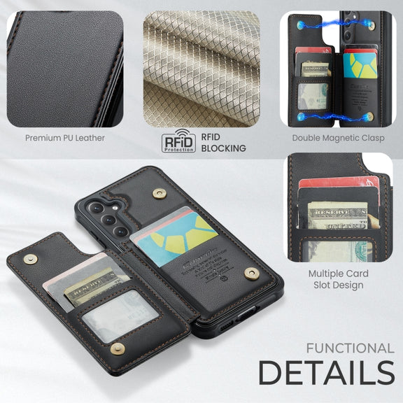 For Samsung Galaxy S24 FE 5G CaseMe C22 Card Slots Holder RFID Anti-theft Phone Case(Black)