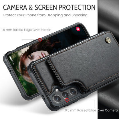 For Samsung Galaxy S24 FE 5G CaseMe C22 Card Slots Holder RFID Anti-theft Phone Case(Black) - free shipping - PMC Jewellery - Order now!