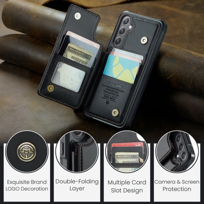 For Samsung Galaxy S24 FE 5G CaseMe C22 Card Slots Holder RFID Anti-theft Phone Case(Black) - free shipping - PMC Jewellery - Order now!