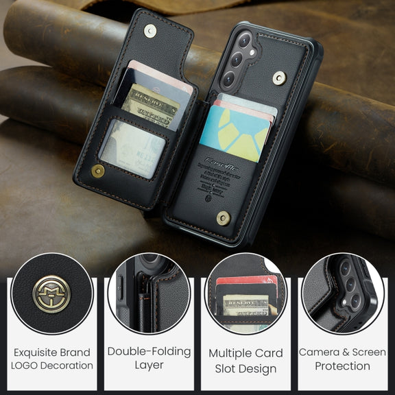 For Samsung Galaxy S24 FE 5G CaseMe C22 Card Slots Holder RFID Anti-theft Phone Case(Black)
