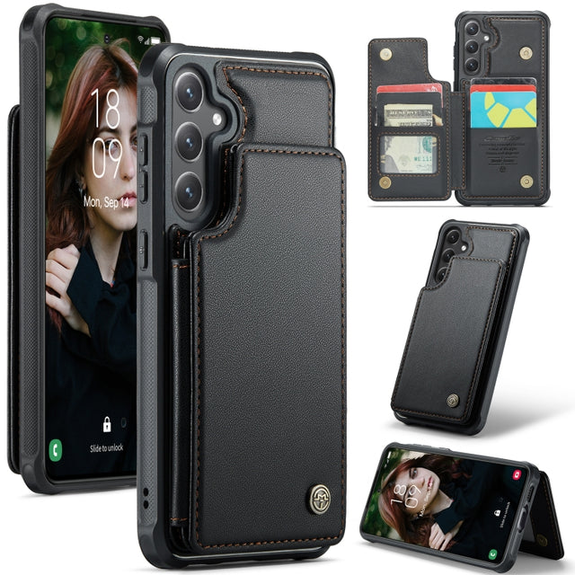 For Samsung Galaxy S24 FE 5G CaseMe C22 Card Slots Holder RFID Anti-theft Phone Case(Black)
