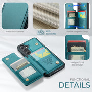 For Samsung Galaxy S24 FE 5G CaseMe C22 Card Slots Holder RFID Anti-theft Phone Case(Green)
