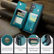 For Samsung Galaxy S24 FE 5G CaseMe C22 Card Slots Holder RFID Anti-theft Phone Case(Green)