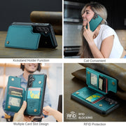 For Samsung Galaxy S24 FE 5G CaseMe C22 Card Slots Holder RFID Anti-theft Phone Case(Green)