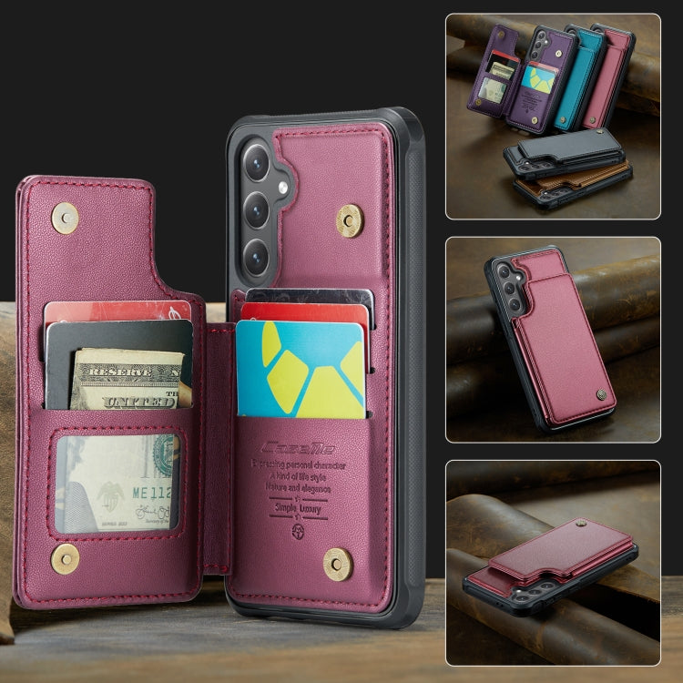 For Samsung Galaxy S24 FE 5G CaseMe C22 Card Slots Holder RFID Anti-theft Phone Case(Red) - free shipping - PMC Jewellery - Order now!