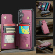 For Samsung Galaxy S24 FE 5G CaseMe C22 Card Slots Holder RFID Anti-theft Phone Case(Red)